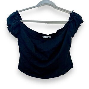 just fab black smocked black top